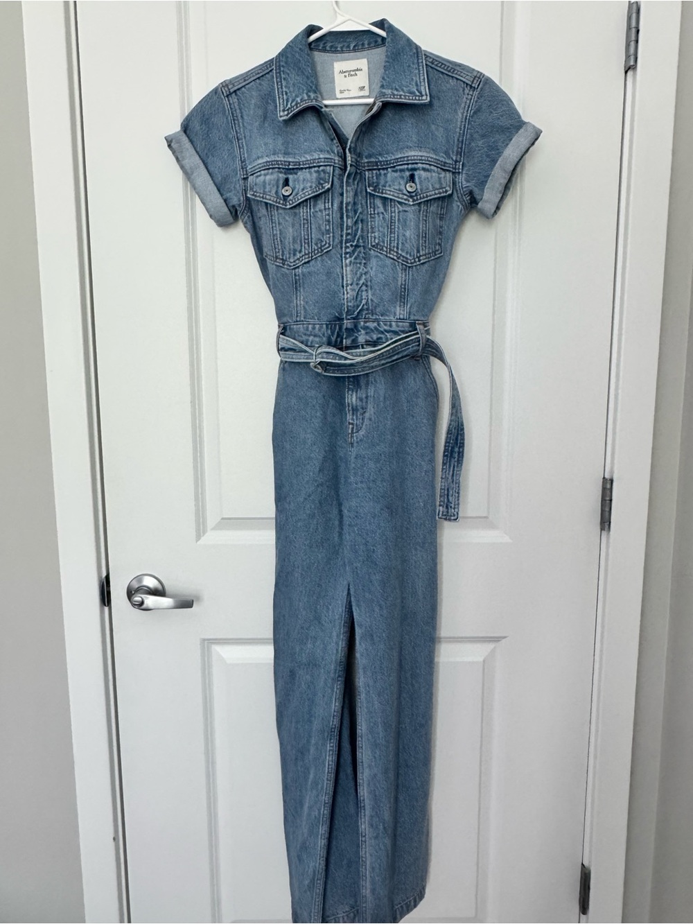 Abercrombie & Fitch Petite Light Blue Denim Jumpsuit Romper